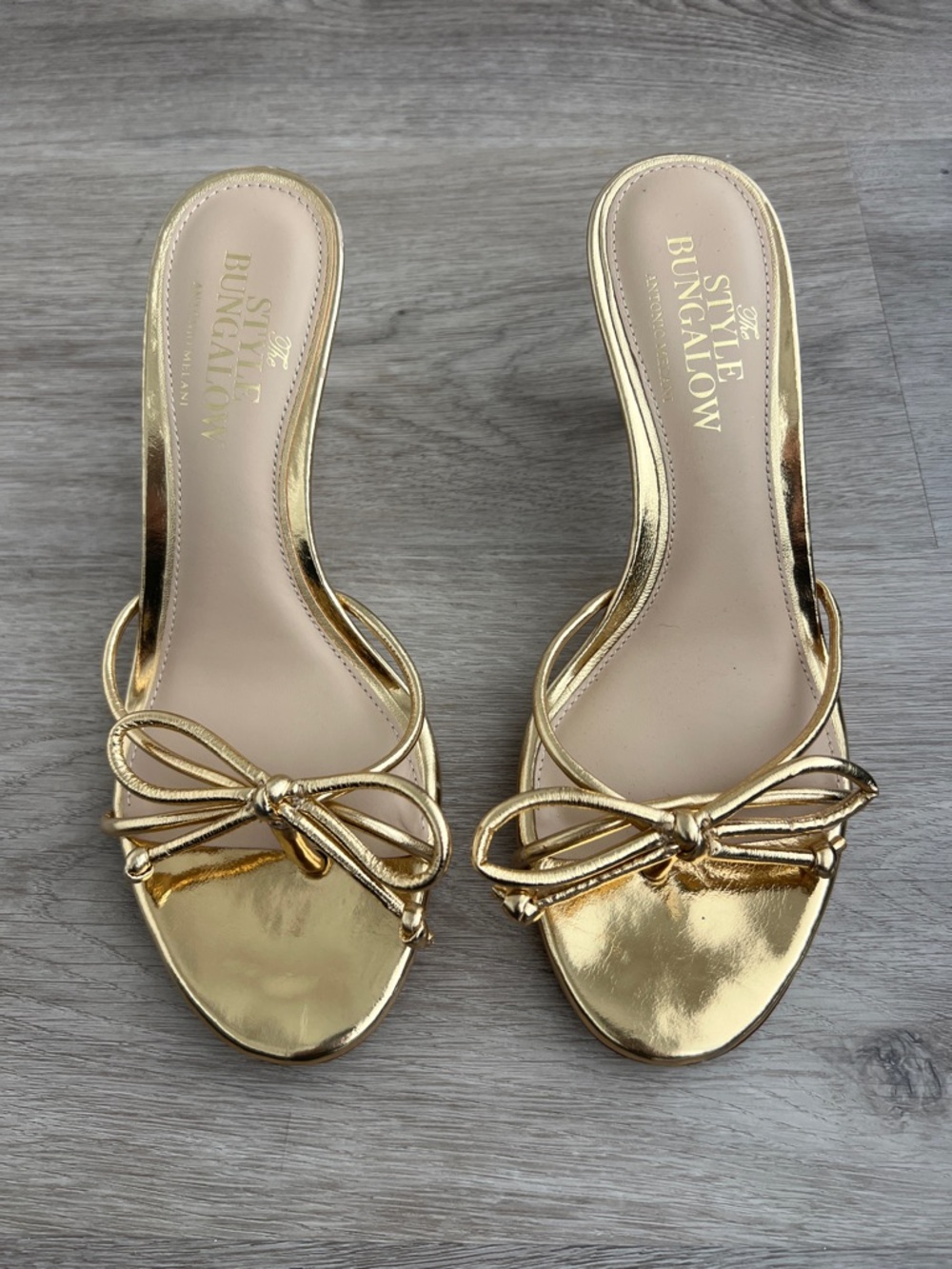 Gold Bow Slide Sandals for Women